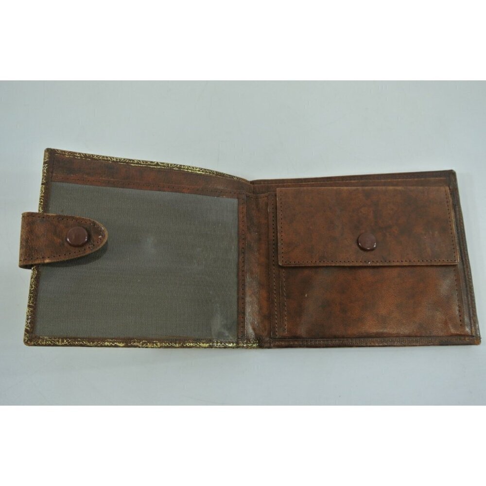 Salzburg Leather Wallet Embossed Gold Design Mens Austria Travel Souvenir Vtg - Picture 3 of 6
